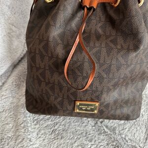 Michael Kors Dark Brown Monogram Bucket Bag